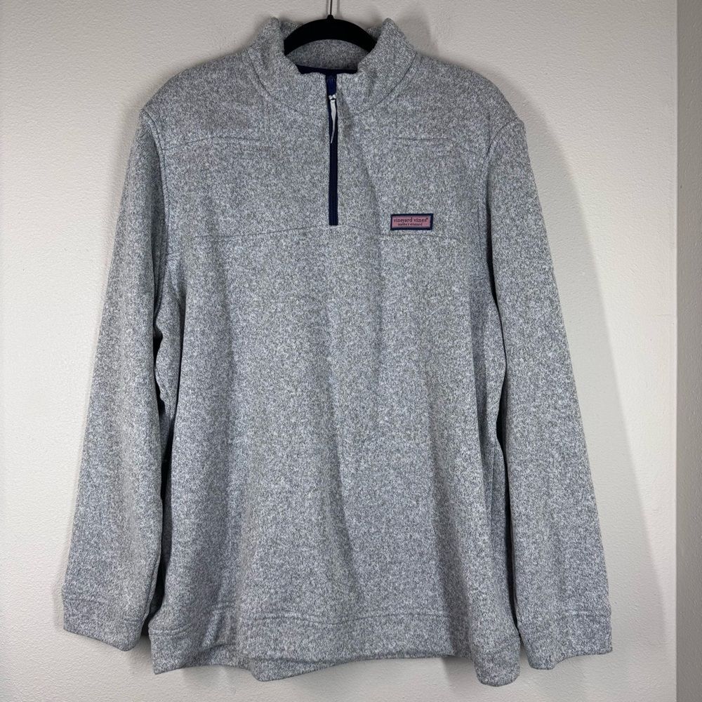 Vineyard Vines Men’s 1/4 Zip Fleece Sweater Heathered Gray Preppy Coastal 2X